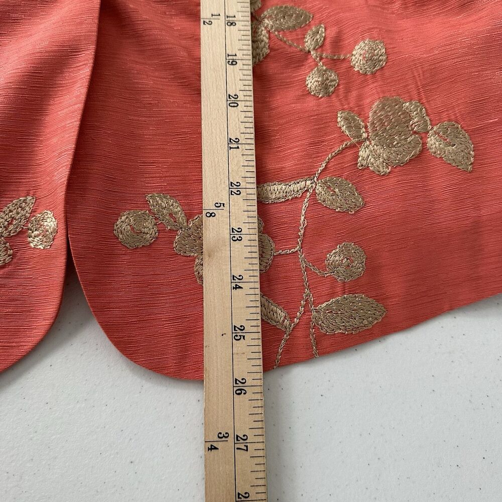 Dressbarn Jacket Blazer 2X 100% Silk Coral Embroiderd Statement Church Office - Picture 8 of 8